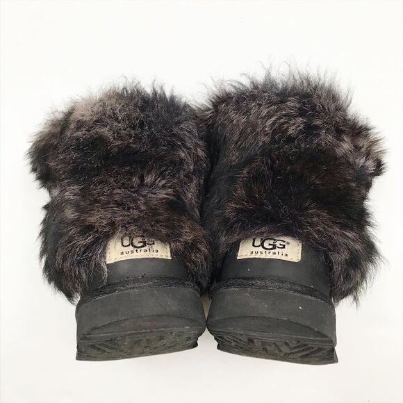 UGG black Ellie fur cuffed boots GUC size 2 youth - Picture 6 of 6